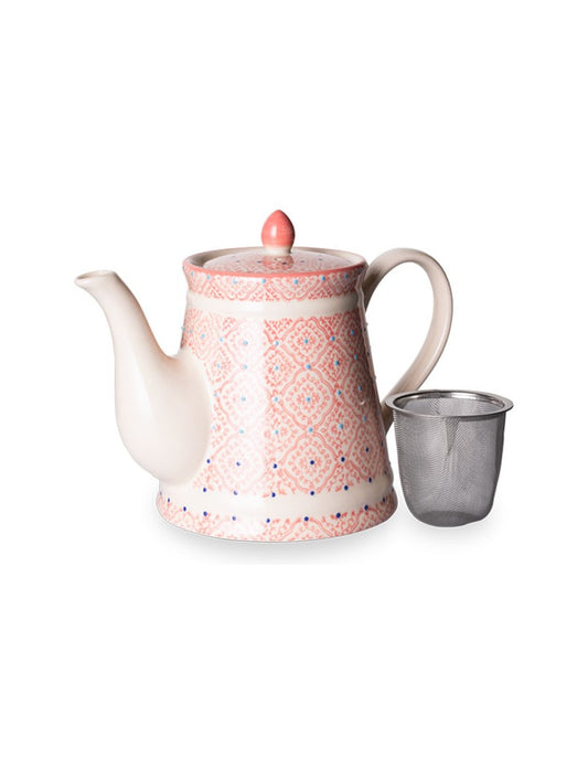 Classic Patterned Pink Tall Teapot
