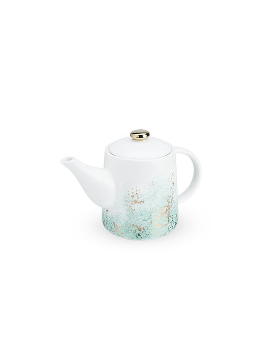 Ceramic Teapot & Infuser in Blue & Gold Splash Design
