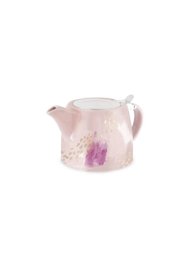 Ceramic Teapot & Infuser in Pink Abstract Design