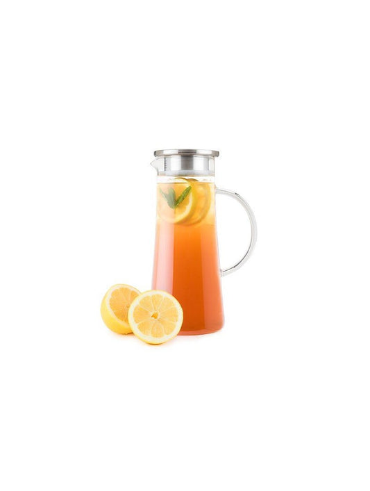 Glass Iced Tea Carafe with Stainless Steel Lid and Filter