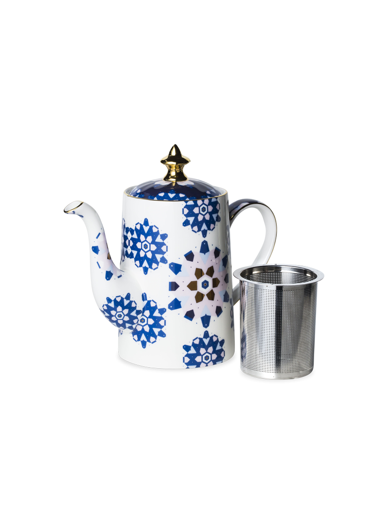 Pink & Blue Small Basket Teapot
