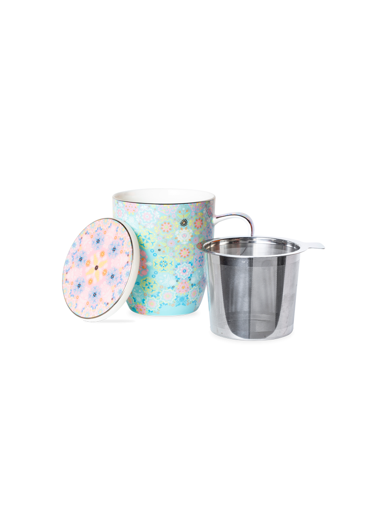 Portuguese Tiles Fine Bone China Dusty Pink Mug & Infuser