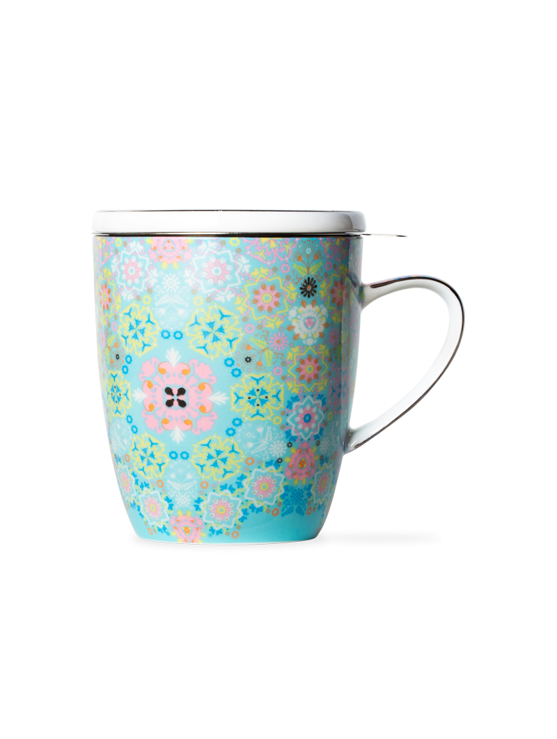 Portuguese Tiles Fine Bone China Dusty Pink Mug & Infuser