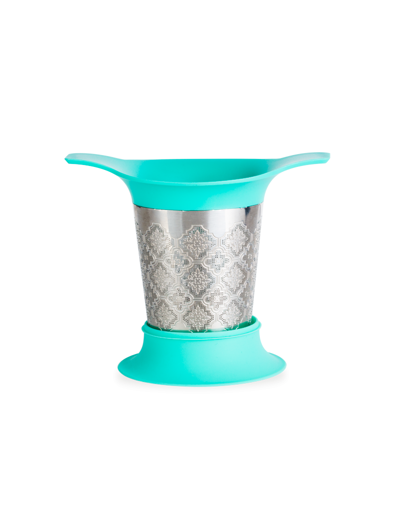 Stainless Steel Tea Infuser Basket with Turquoise Lid