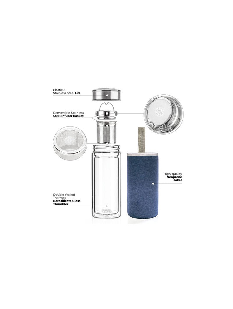 Travel Double Wall Glass Thermos