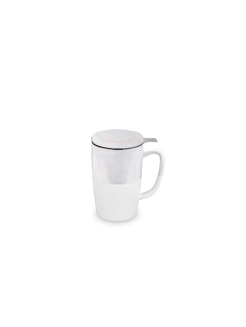 Rise & Shine Ceramic Tea Mug & Infuser in White