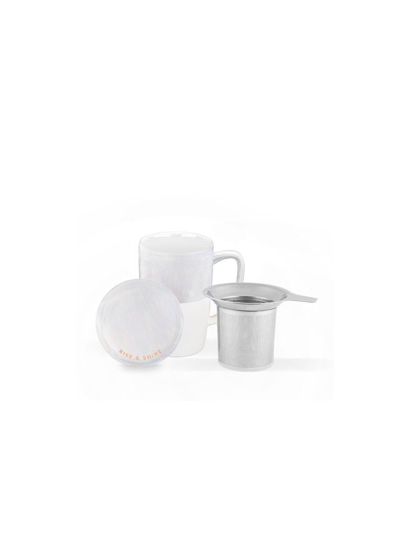 Rise & Shine Ceramic Tea Mug & Infuser in White